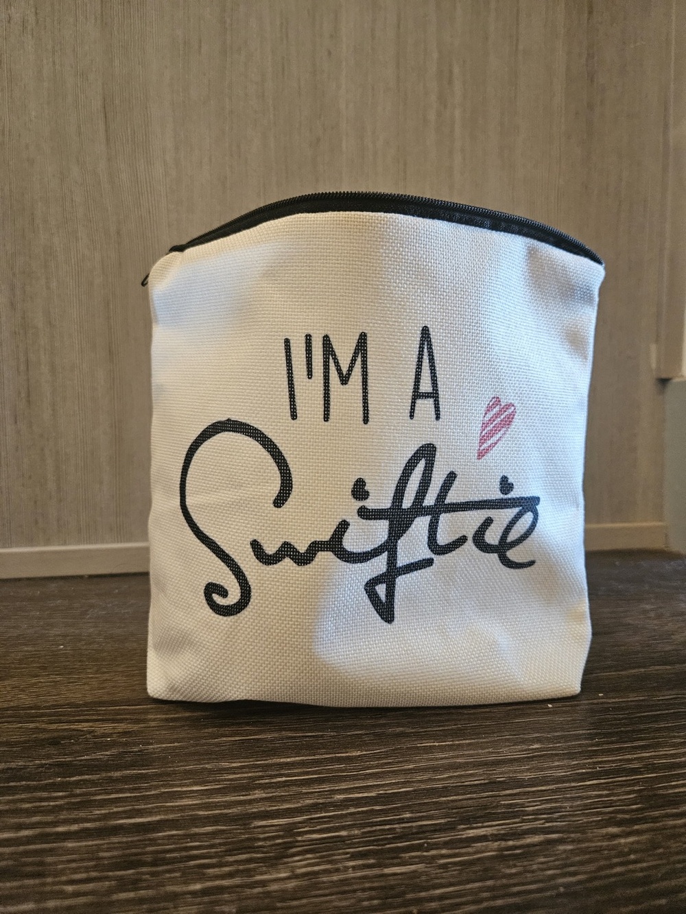 Taylor Swift Makeup Pouch – White with Pink Accent